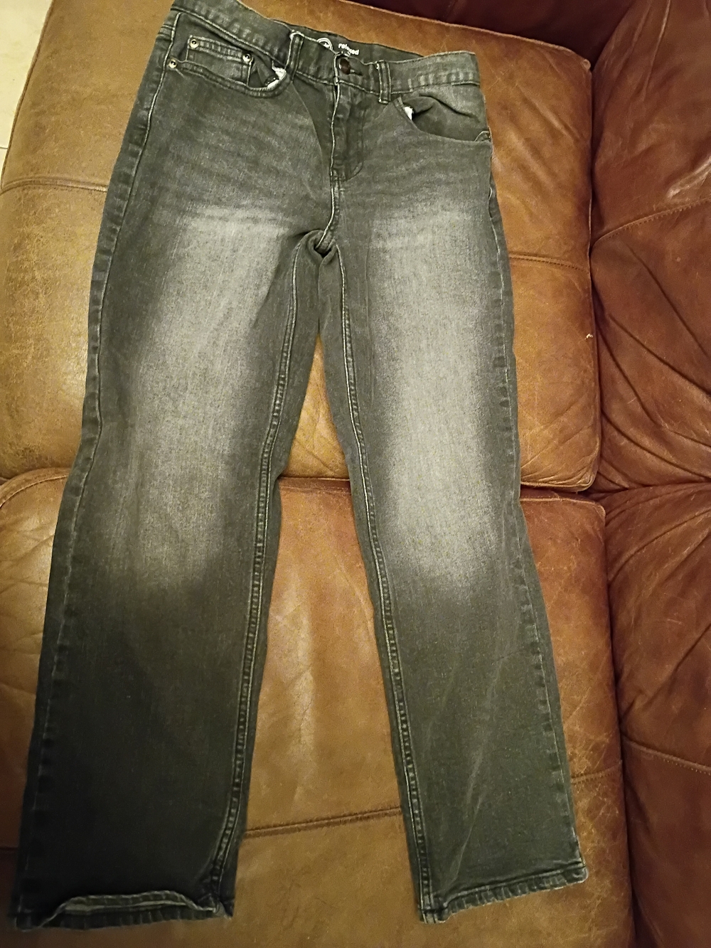 Boys Grey Relaxed Straight-Leg Jeans
